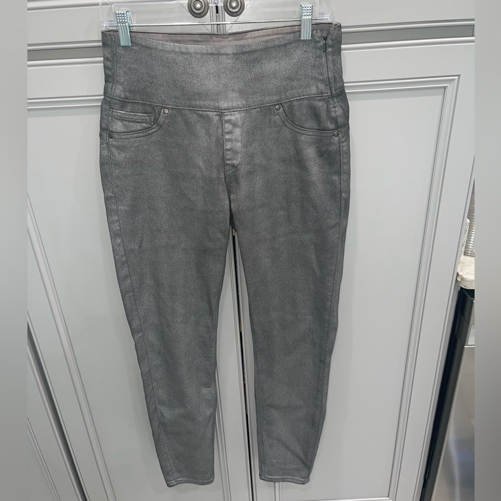 SPANX Solace Mid Rise Denim Wax Pewter Gray pull on jegging jeans size medium
